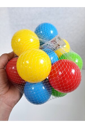 Bunte Poolbälle, 10 Stück, Pool- und Spielhausbälle im Netz, weich, 7 cm Durchmesser, Paket Ball 20 x 20 x 20 cm - 4