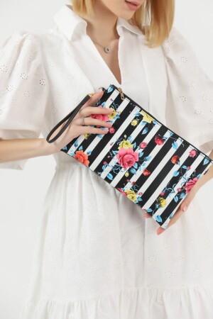 Buntes Abendkleid-Portfolio-Clutch mit Blumenmuster - 1