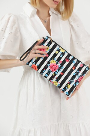 Buntes Abendkleid-Portfolio-Clutch mit Blumenmuster - 2