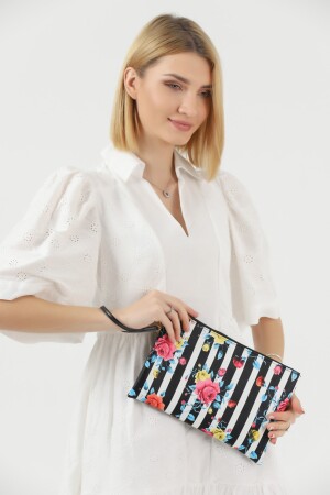 Buntes Abendkleid-Portfolio-Clutch mit Blumenmuster - 4