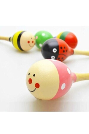 Buntes hölzernes Maracas-Kinderbabyrassel-Musikpädagogikspielzeug - 6