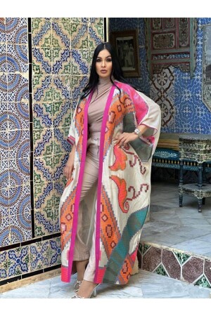 Buntes Kaftan Abaya Türkiye Muslimisches Kleid Islamisches Abaya Leinen Abaya Bisht - 3