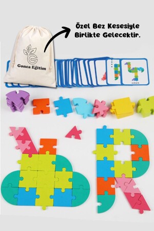 Buntes Montessori-Puzzle aus Holz, pädagogisches Spielzeug – visuelles Gedächtnistrainingsmaterial - 6