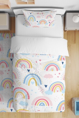 Buntes, regenbogengemustertes Einzelbettwäsche-Set für Babys und Kinder - 2