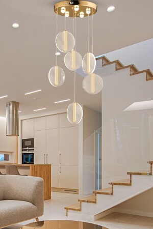 منز-مؤدني فاخرة أدت الشنادل الذهبية الصفراء ستة مصباحات العلق الشنادل ضوء النهار burenze1160 - burenze