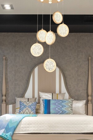 منز فاخرة حصرية مصباح معلق حديثة شمعة ست قطع ذهبية صفراء جسم ضوء النهار burenze7555 - burenze