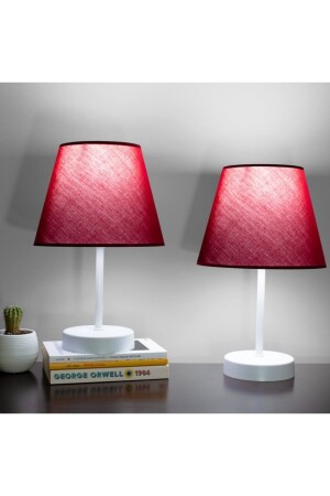 Burgundy Modern Double Bedroom Lampshade White Leg Table Lamp ABS lampshade-5000x2 - 1