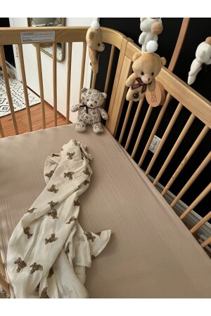 Bürümcük Müslin Lastikli Çarşaf 70x110 Cm %100 Organik Pamuk -15 Cm Yatak Yüksekliği - Anne Sesi