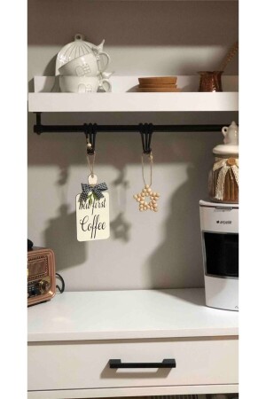 But First Coffee Coffee Corner, skandinavisches Küchenschrank-Ornament und Holzstern, 2er-Set - 1