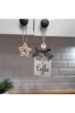 But First Coffee Coffee Corner, skandinavisches Küchenschrank-Ornament und Holzstern, 2er-Set - 5