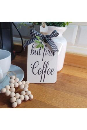 But First Coffee Coffee Corner, skandinavisches Küchenschrank-Ornament und Holzstern, 2er-Set - 7