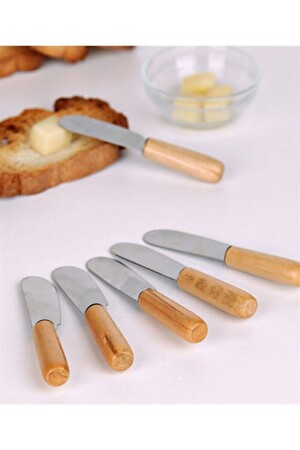 Butter-Marmeladen-Schokoladenmesser mit Bambusgriff, 6-teiliges Butter- und Käsemesser, Marmeladenmesser - 4