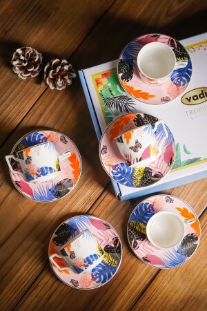 Butterfly 6 Kişilik Kelebek Desenli Kahve Fincan Takımı - Vadi