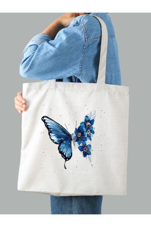 Butterfly Kelebek Tote Bag Bez Çanta - 1