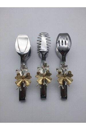 Butterfly Silver Salad – Nudel- und Kuchen-Servierzange – Edelstahl-Speisezangen-Set - 3