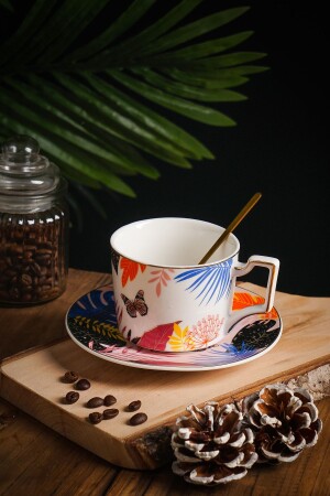 Butterfly Tek Kişilik Kelebek Desenli Çay Fincan Takımı 240 Ml - Vadi