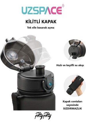 Büyük boy 28 cm 1000ml 1 Litre Su Matarası Bpa Koku Sızdırma Yok 3038 - 5