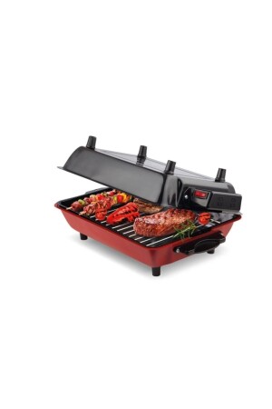 Büyük Boy 40x30 cm Elektrikli Izgara Barbekü Mangal Kebapçı Balıkçı Emaye Gövdeli - Emaye Tepsili - 3