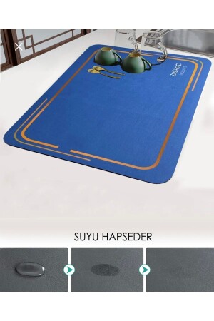 MNZ-Large Size 50x40cm مطاط صحن جفاف المطبخ طلاء طاولة قاب قاب قابلة للتثبيت رف صحن المكتب ew-bls123 - KÜÇÜK EW