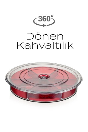 MNZ-Large Size 6 Compartment 360 Degree Rotating Breakfast Set - مجموعة الإفطار المستديرة مع كأس قابلة للانزلاق KHVL360S - Rassva