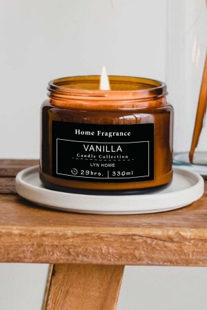 Büyük Boy Amber Kavonoz Mum Siyah Etiketli - Lyn Home & Decor