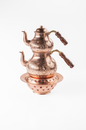 Büyük Boy Gaziantep Bakır Çaydanlık Takımı Ve Balkon Sefası Takımı Komple El Keski Işlemeli DMT-19150 - DMT COPPER HOME