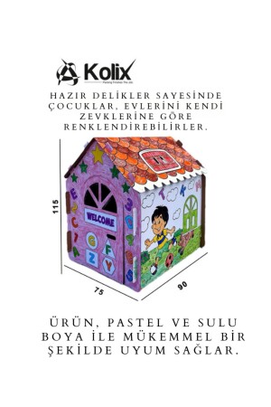 Büyük Boy Xxl Karton Boyama Evi Eğitici Ve Öğretici Oyun Evi Oyun Çadırı - 3