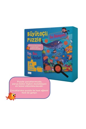 Büyüteçli Puzzle Su Dünyası 24 Parça Büyük Boy Yer Puzzle - 1