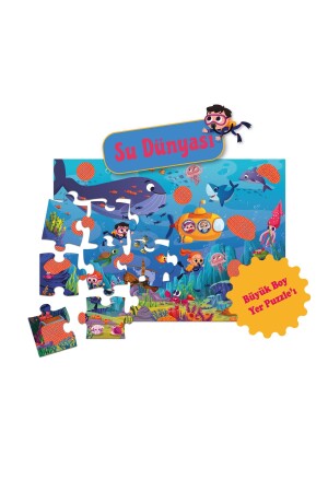 Büyüteçli Puzzle Su Dünyası 24 Parça Büyük Boy Yer Puzzle - 5