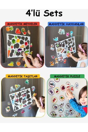 Buzdolabı Eğitici 4' Lü Set Manyetik Hayvanlar - Meyveler-taşıtlar-puzzel - Bultak Şablon Aktivite 4MHAMETAPU - 9