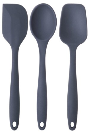 Bybirgül Yanmaz Yapışmaz Büyük Boy Spatula Kaşık Set 3 Lü Büyük boy silikon antrasit set - 2