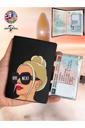 Bye Next Desenli Pürüzsüz Yüzey Deri Pasaport Kılıfı Kabı Tüm Ülke Pasaportlarına Uygun - 2