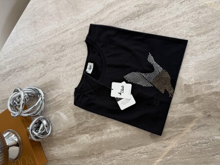 Bymen Kuşlu Tişört - Siyah - Duendeca