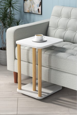 C-Couchtisch mit Rollen, Sofatisch, Servicetisch, Beistelltisch, Couchtisch, Couchtisch - 4