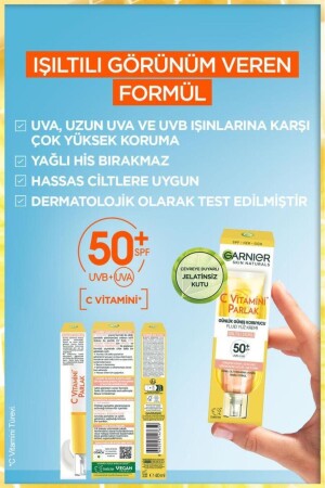 C Vitamini Parlak Aydınlatıcı Serum Günlük Güneş Koruyucu Yüz Kremi Işıltılı Doku - 8