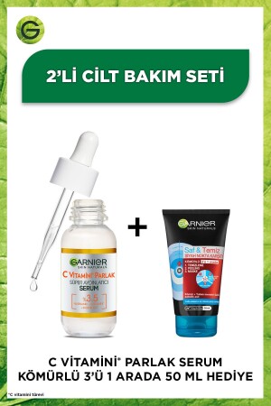 C Vitamini Parlak Süper Aydınlatıcı Serum 30ml & Kömürlü 3'ü 1 Arada Siyah Nokta Karşıtı 50 Ml - Garnier