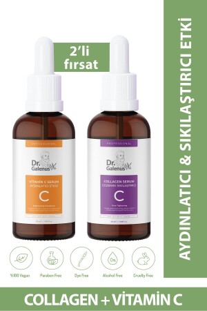 C Vitamini Ve Kolajen 2'li Bakım Serum Seti (ALEO VERA- PROVİTAMİN B5- HYALÜRONİK ASİT) (40 ML) - Dr. Galenus