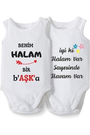 Cactus Baby Hala Written 2er-Pack Baby-Geschenk, ärmellos, bedruckte Baumwolle, weißer Baby-Body chd8SFhala63 - 1