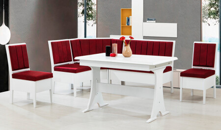 مـنـز ريفـا كـشن كـورنـر سـيت أبيض - كـلاريت ريد - Cadde Yıldız