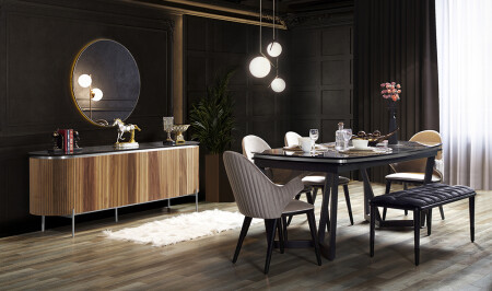 غرفة الطعام الفضية من الموديل - Cadde Yıldız