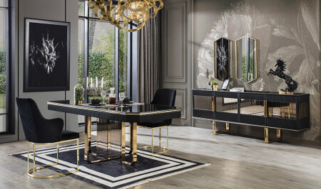 غرفة الطعام السوداء الفاخرة من (منز-كافالي) - Cadde Yıldız