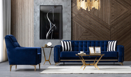 مجموعة غرفة المعيشة من النحو الذهبي - Cadde Yıldız