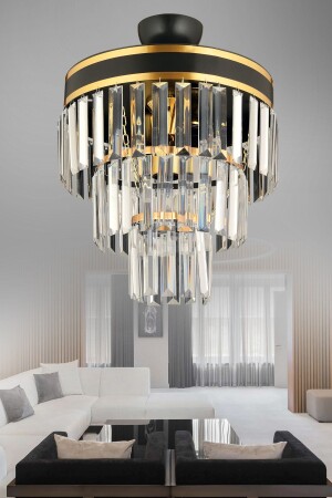 Çağla 4-teiliger schwarzer und goldvergoldeter 30-Luxus-moderner Wohnzimmer-Kronleuchter TYC00411575949 - 1