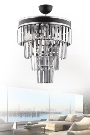 MNZ-Çağla 5 قطعة أسود أربعة طبقات كلاسيكية شمعة الحجر 5011 - KUZEY AYDINLATMA