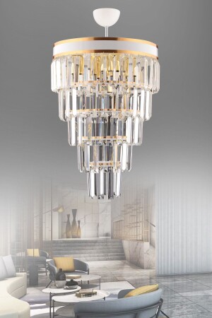 MNZ-Çağla 6-piece أبيض خمسة طوابق شمعة بلورات حديثة 5003 - KUZEY AYDINLATMA