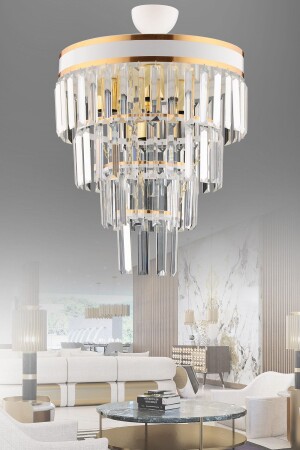 Çağla 6 Lı Dört Katlı Kristal Taşlı Modern Avize 5012 - KUZEY AYDINLATMA