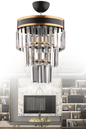 Çağla Single Black Three Floor Crystal Modern Lighting 1024 - 2