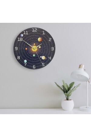 المجال الدائري المزخرف والكواكب ساعة الجدار الخشبية - CajuArt