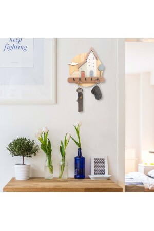 منازل ملونة من الخشب المفتاح الممر المدخل معلقة للجدار - Cajuart