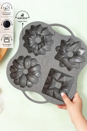 Cake Pro 4'lü Antrasit Döküm Kek Kalıbı 153.03.06.8446-1 - Karaca
